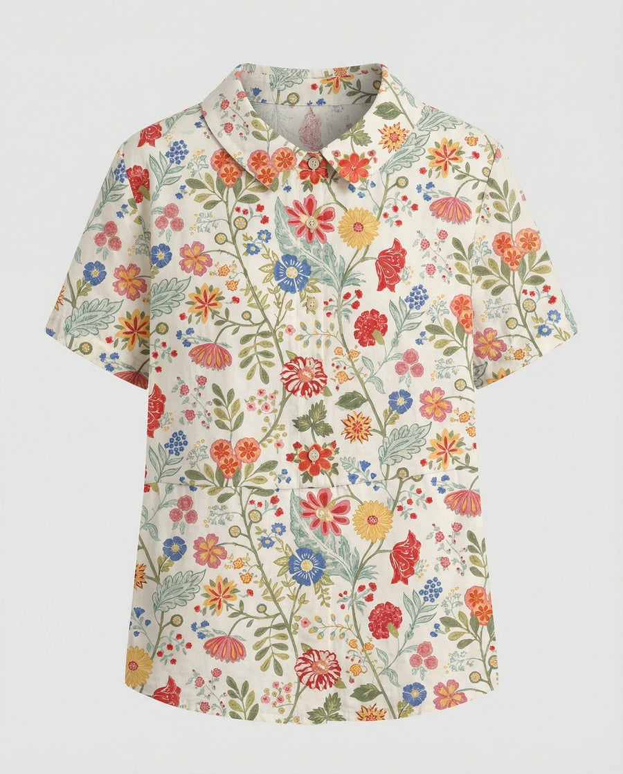 Faye Linen Blouse in Multicolour