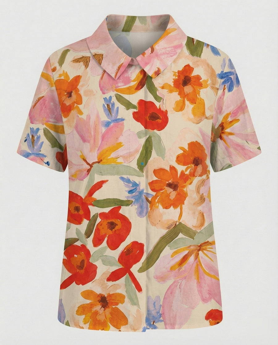 Faye Linen Blouse in Multicolour