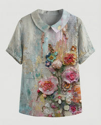 Faye Linen Blouse in Multicolour