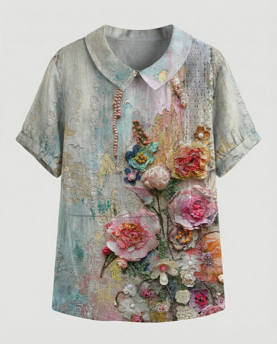 Faye Linen Blouse in Multicolour
