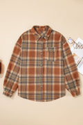 Plaid Flap Pocket Buttoned Shacket