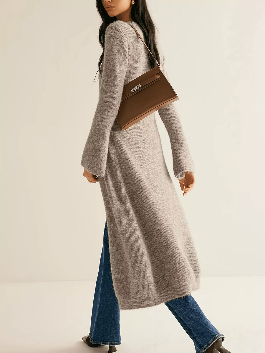 Longline Button Down Bell Sleeve Cardigan