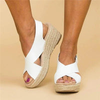 Women's Cross-Over Strap Espadrille Wedges - Slingback