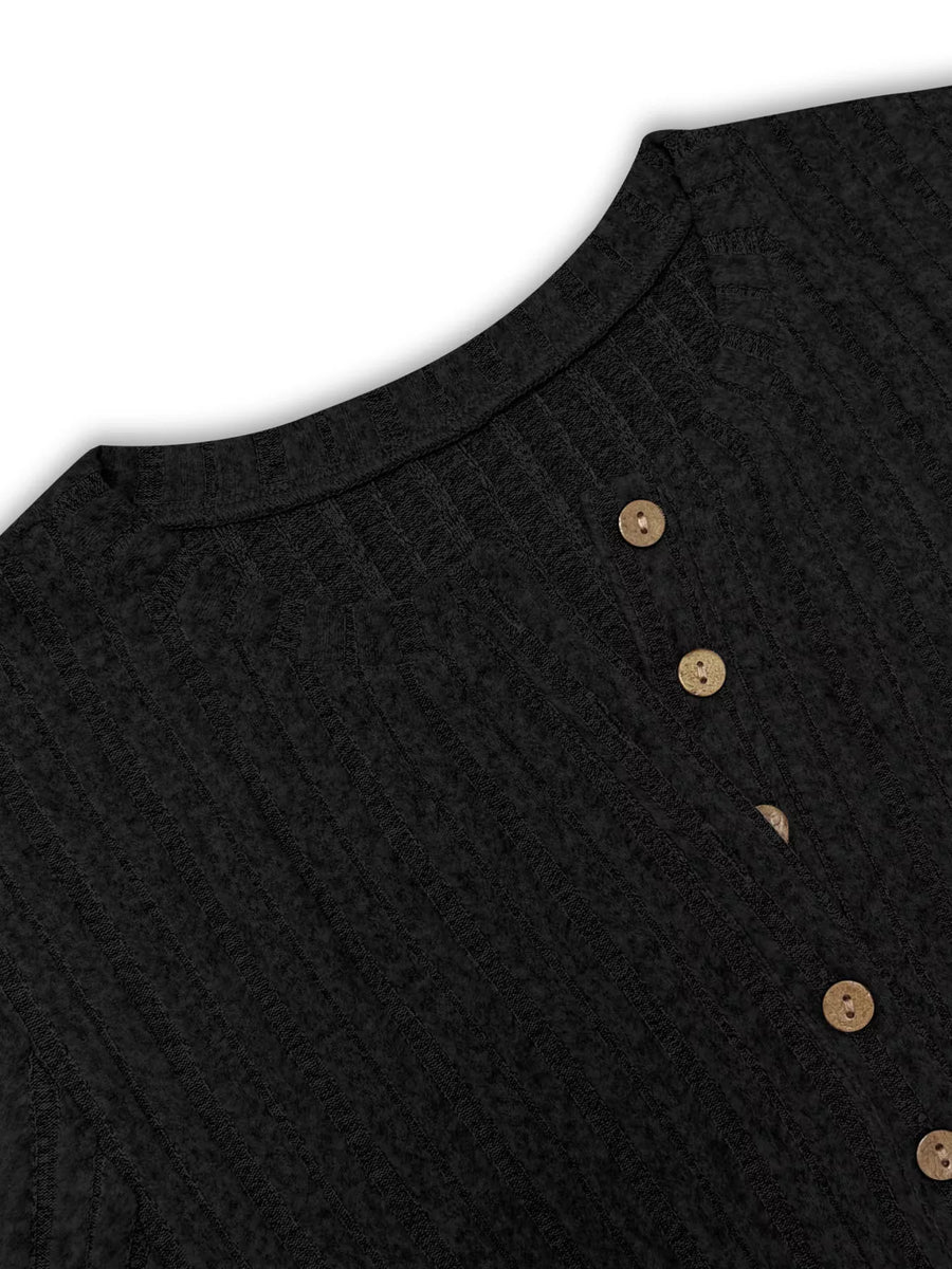 Ribbed Knit Button Front Top and Pants Set