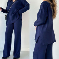 Margot Two-Piece Knit Set with Slit Detail