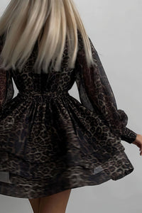 Margot Leopard Chiffon Mini Dress