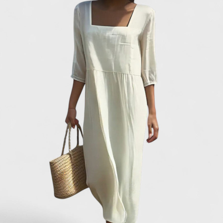 Feliane Dress with Front Panel in White