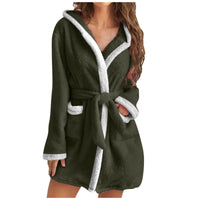 Felicity Coat with Pockets and Hood in Olive Green