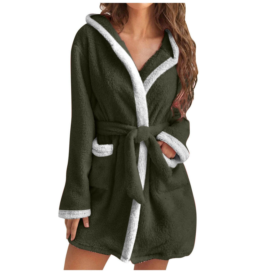Felicity Coat with Pockets and Hood in Olive Green