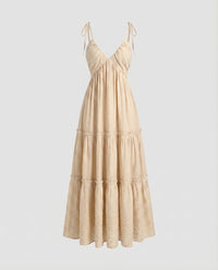 Felicity Linen Dress in Apricot