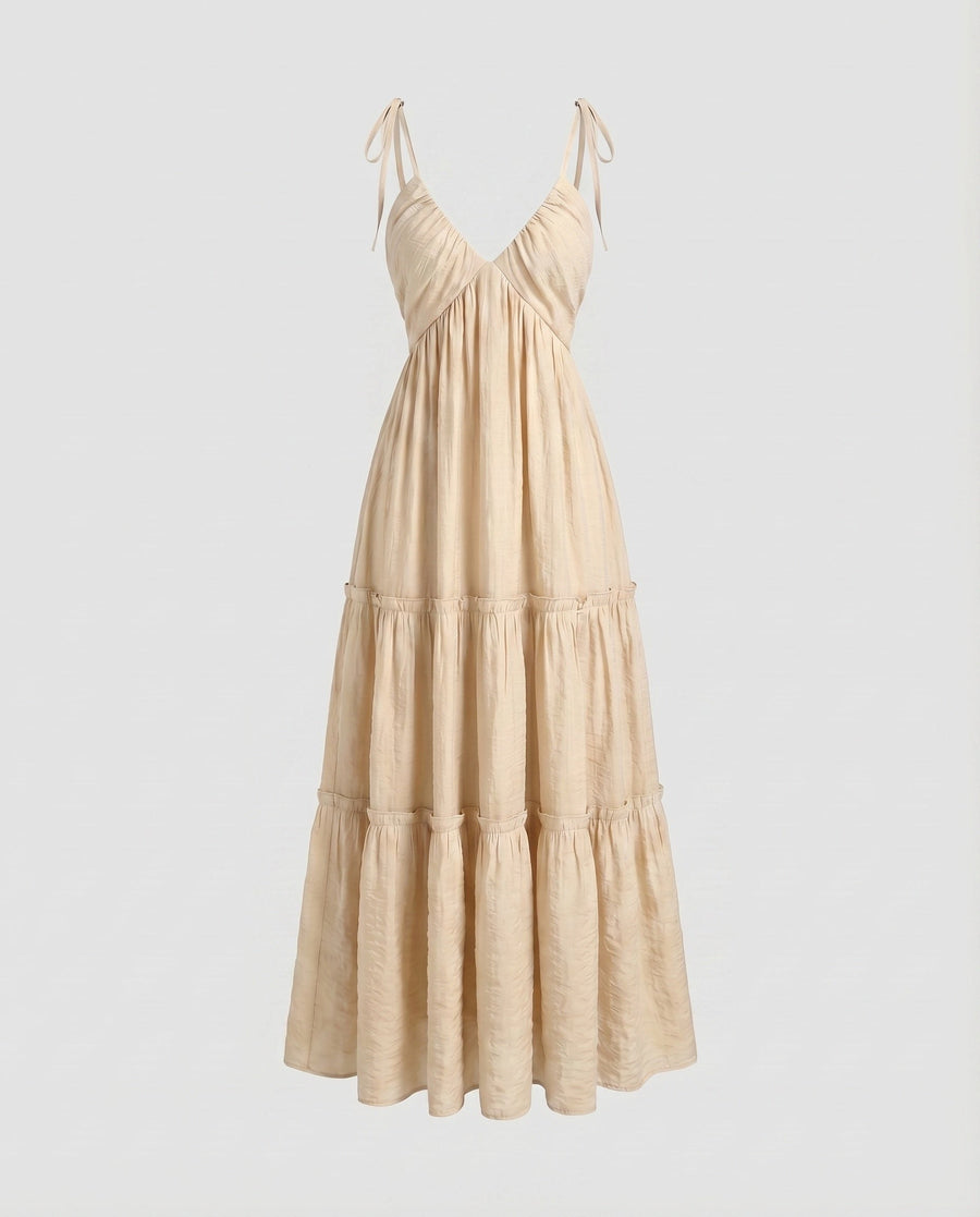 Felicity Linen Dress in Apricot