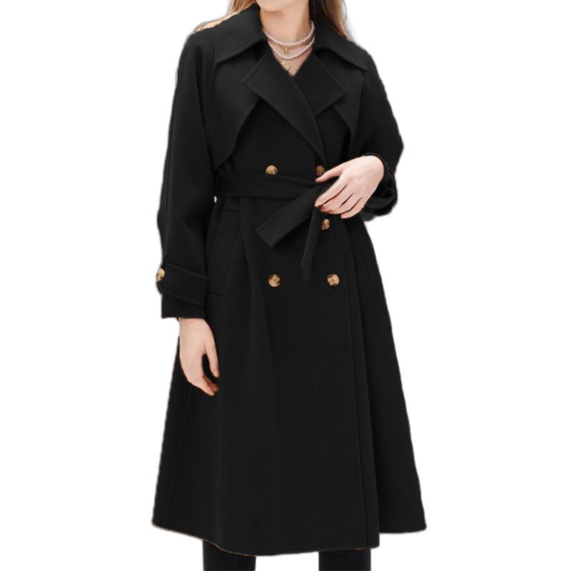 Felicity Trench Coat with Belted in Black