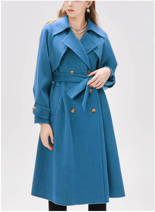 Felicity Trench Coat with Belted in Blue