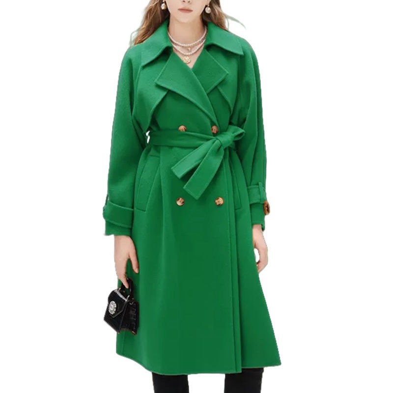 Felicity Trench Coat with Belted in Green