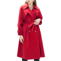Felicity Trench Coat with Belted in Red