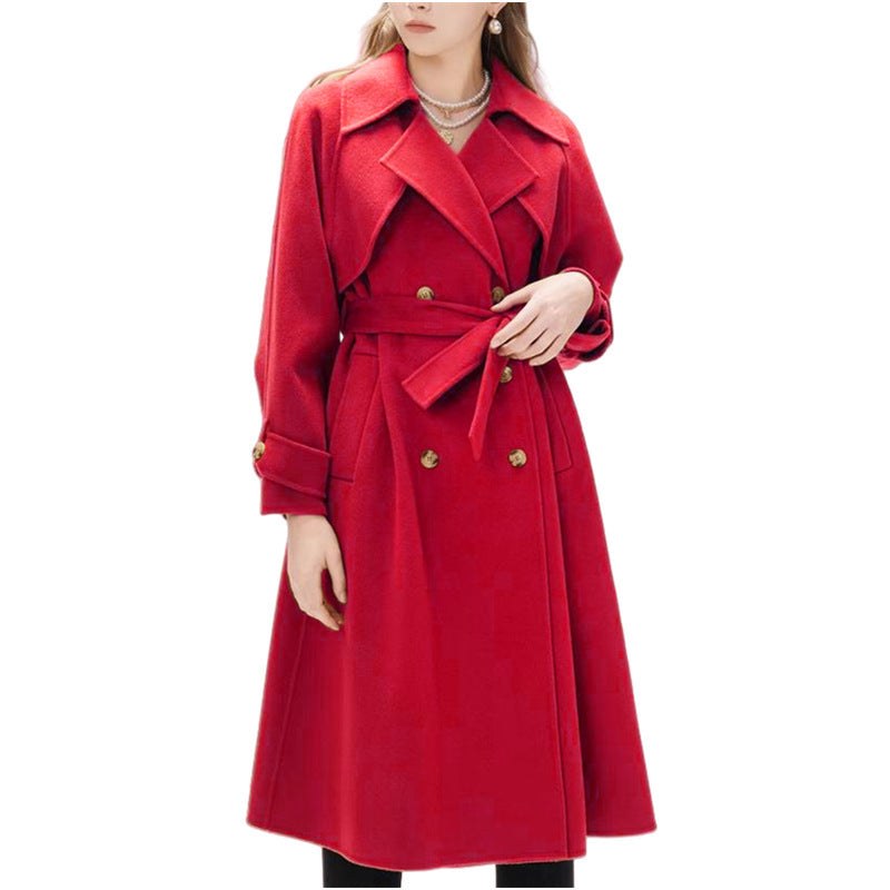 Felicity Trench Coat with Belted in Red