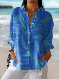 Feline™ Azure Stripe Blouse in Blue