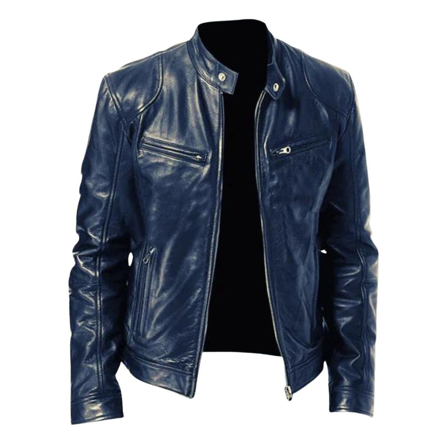 Felix Elegant Leather Dress in Blue