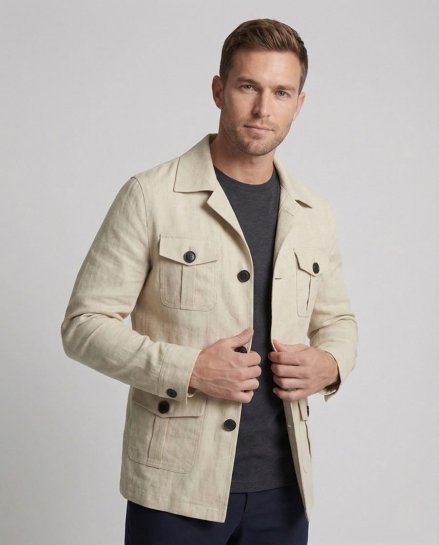 Felix Lightweight Linen Jacket with Pockets