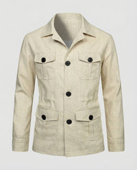 Felix Lightweight Linen Jacket with Pockets in Beige