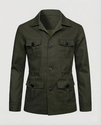 Felix Lightweight Linen Jacket with Pockets in Olive Green