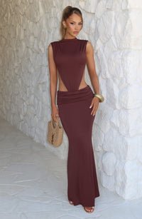 April Maxi Dress – Plum Brown