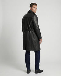 Ferdinand Leather Trench Coat in Black