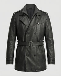 Ferdinand Leather Trench Coat in Black