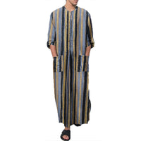 Ferdinand Linen Blend Set with Stand Collar and Pockets in Blue