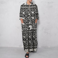 Ferdinand Linen Blend Set with Stand Collar and Pockets in Grey