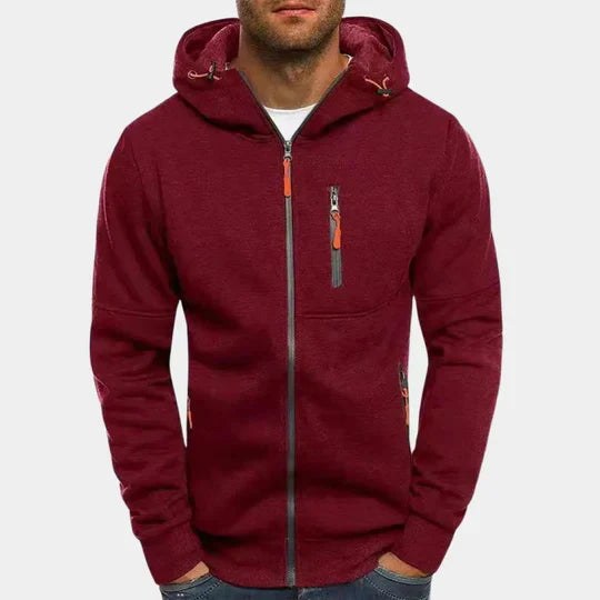 Ferdinand Shirt with Zip Front and Hood in Rouge