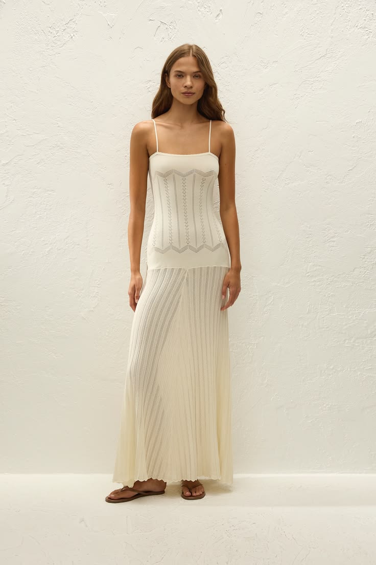 Irene Maxi Dress Maja Pointelle Vintage White - XXL / MAJA POINTELLE - VINTAGE WHITE