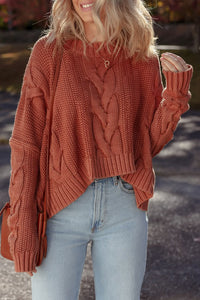 Redwood Burl Chunky Fit Slouchy Textured Knit Sweater Redwood Burl 60%Cotton+40%Acrylic