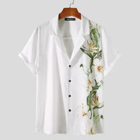 Fiji Short Sleeve Button-Up Shirt in Green Floral