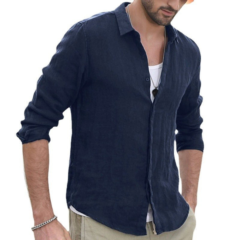 Finn Casual Linen Shirt in Black