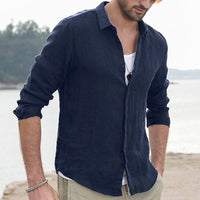 Finn Casual Linen Shirt in Blue