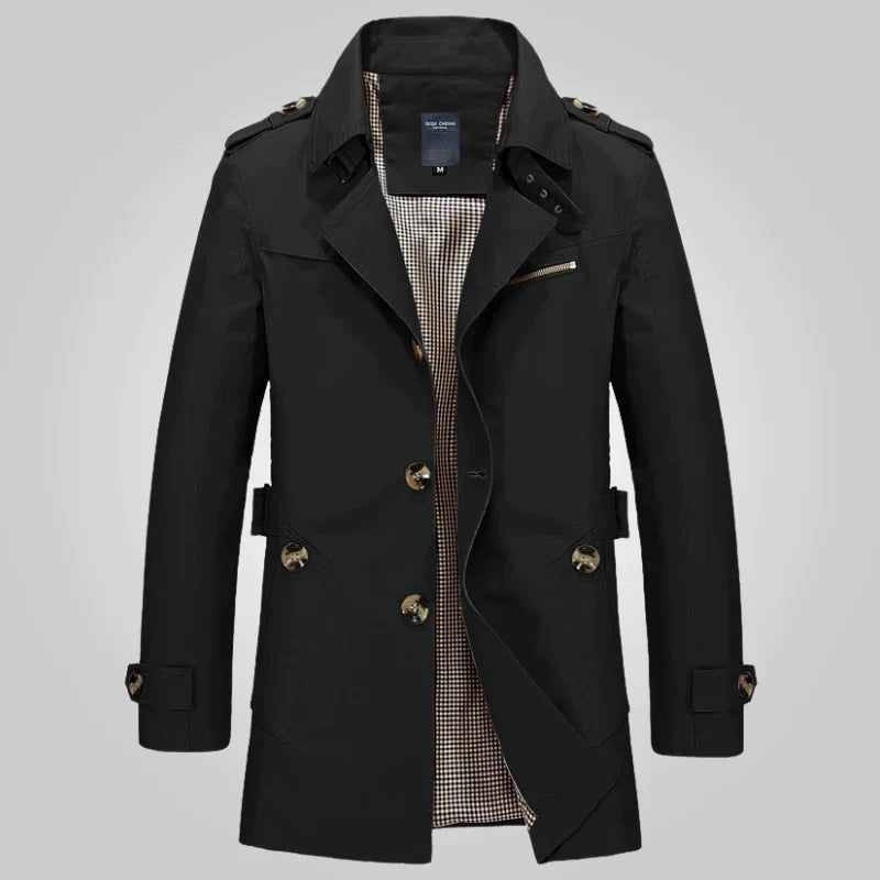 Finn Elegant Trench Coat in Black