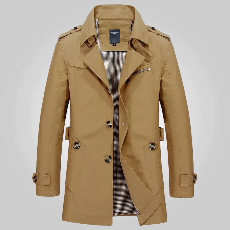 Finn Elegant Trench Coat in Brown