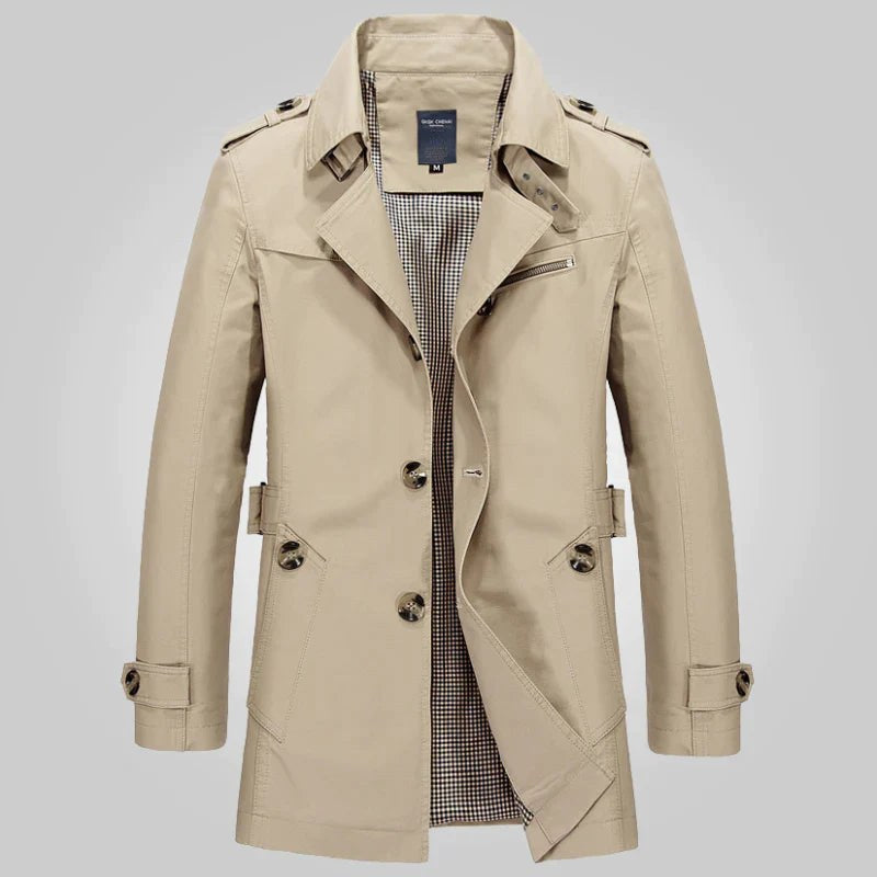 Finn Elegant Trench Coat in Khaki