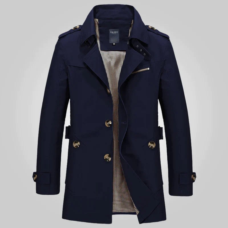 Finn Elegant Trench Coat in Navy