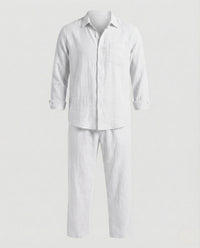 Finn Relaxed Linen Shirt with Long Sleeve in White