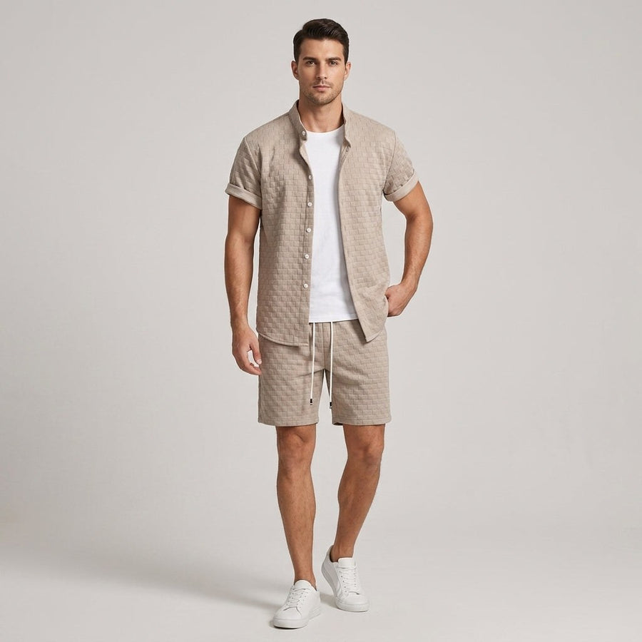 Finn Textured Matching Set in Khaki