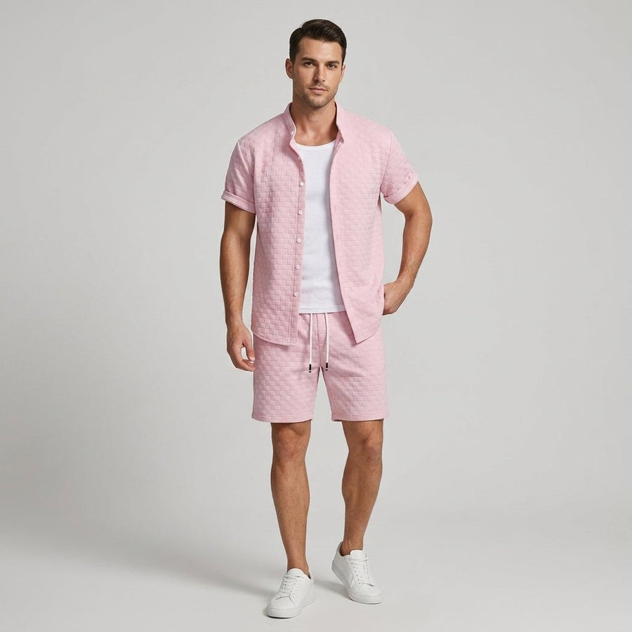 Finn Textured Matching Set in Pink