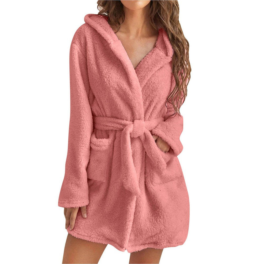 Fiona Coat with Belted and Hood in Pink