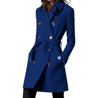 Fiona Coat with Button Front and Belted in Blue