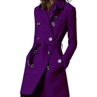 Fiona Coat with Button Front and Belted in Purple