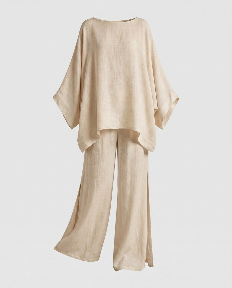 Fiona Elegant Linen Set in Apricot
