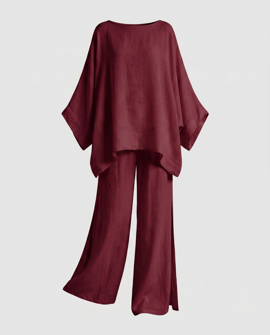 Fiona Elegant Linen Set in Red
