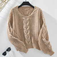 Fiona Knit Sweater with Oversized in Khaki