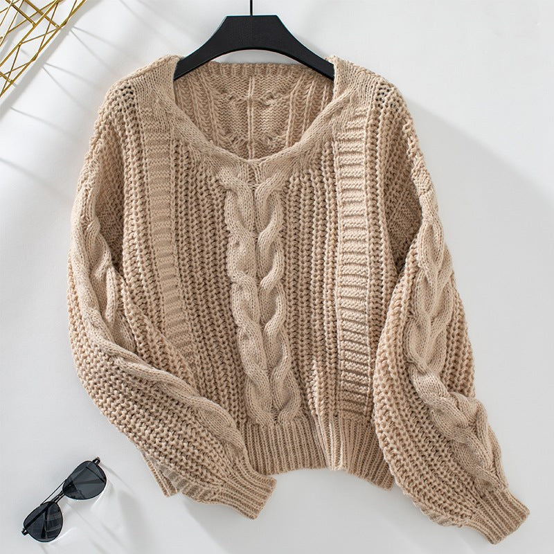 Fiona Knit Sweater with Oversized in Khaki